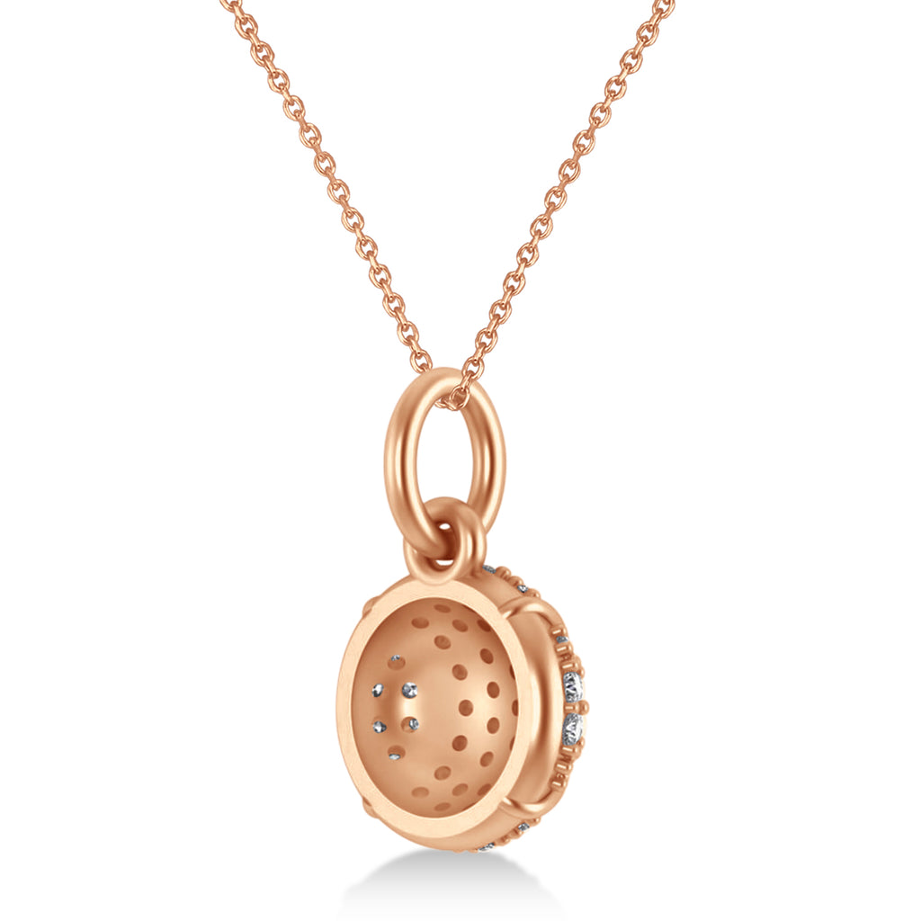 Diamond Tennis Ball Charm Pendant Necklace 14K Rose Gold (0.38ct)