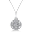 Diamond Tennis Ball Charm Pendant Necklace 14K White Gold (0.38ct)