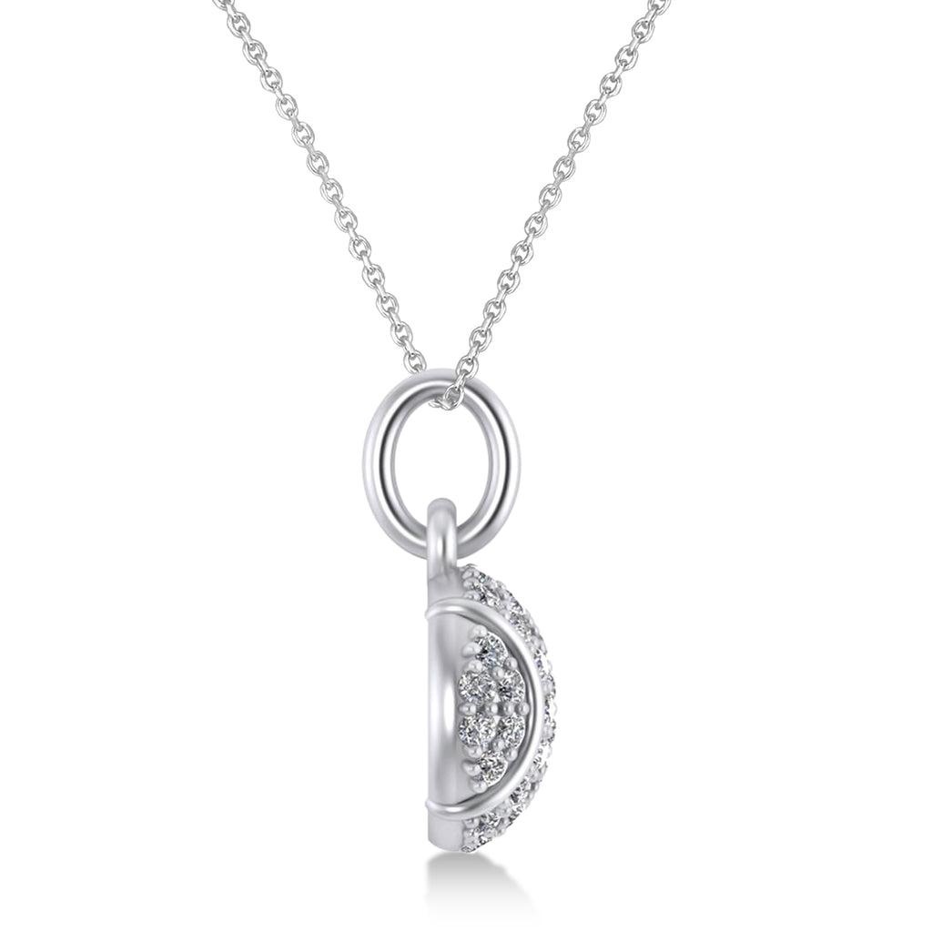 Diamond Tennis Ball Charm Pendant Necklace 14K White Gold (0.38ct)