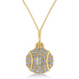 Diamond Tennis Ball Charm Pendant Necklace 14K Yellow Gold (0.38ct)