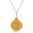 Yellow Sapphire Tennis Ball Charm Pendant Necklace 14K Rose Gold (0.42ct)