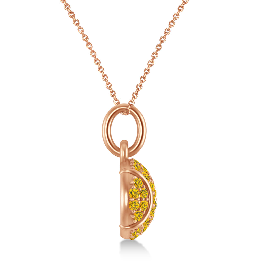 Yellow Sapphire Tennis Ball Charm Pendant Necklace 14K Rose Gold (0.42ct)