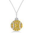 Yellow Sapphire Tennis Ball Charm Pendant Necklace 14K White Gold (0.42ct)