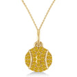 Yellow Sapphire Tennis Ball Charm Pendant Necklace 14K Yellow Gold (0.42ct)