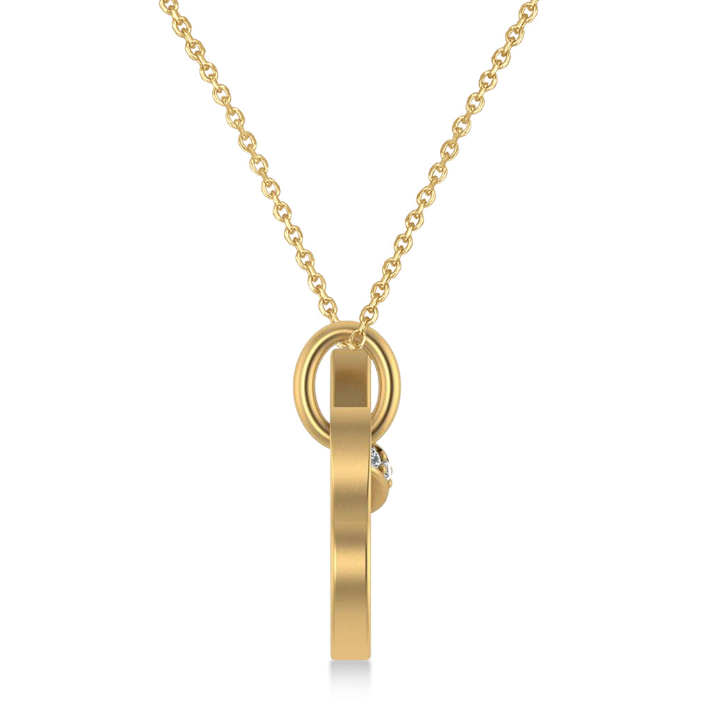 Diamond Puppy Dog Animal Lover Pendant Necklace 14K Yellow Gold (0.04ct)