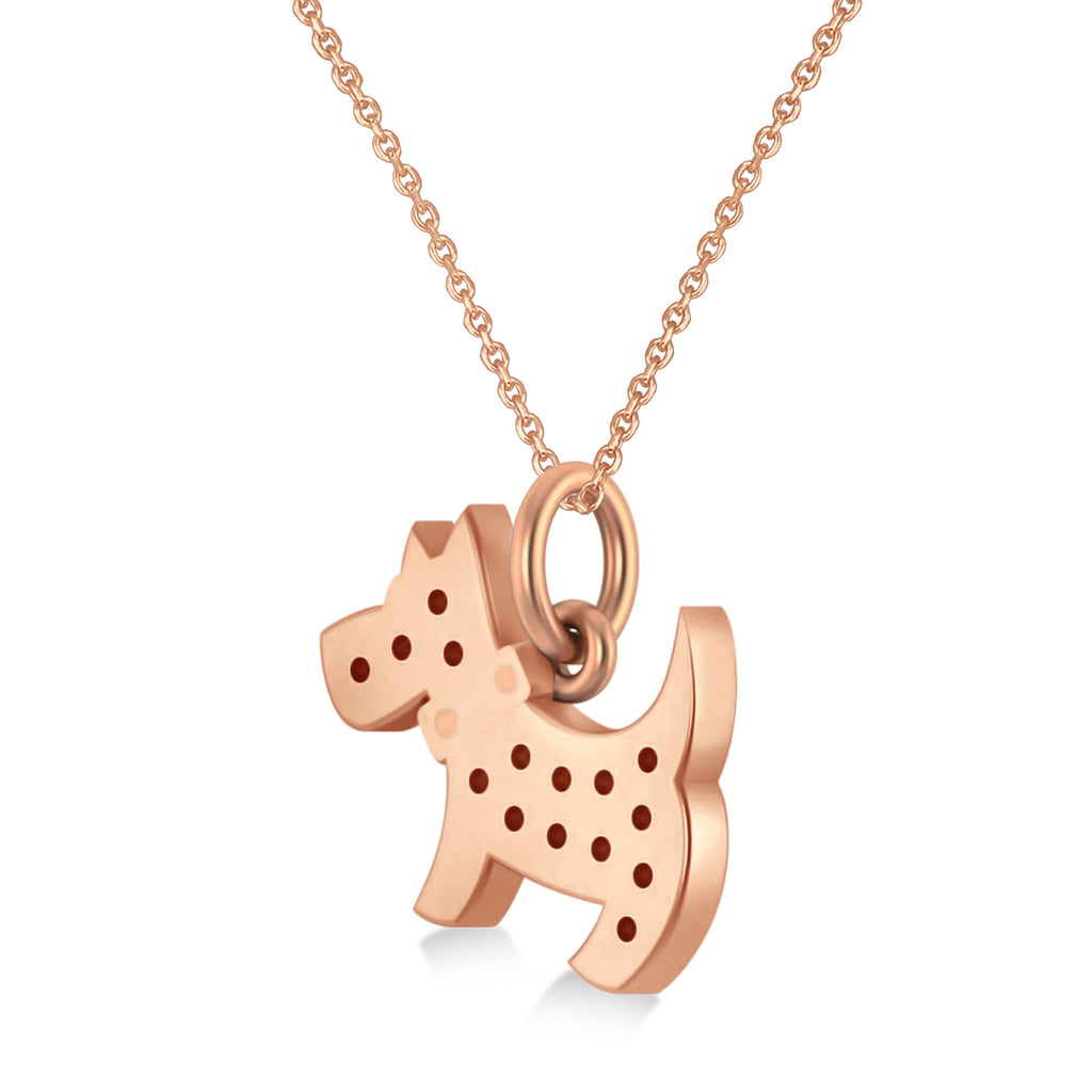 Diamond Puppy Dog Animal Lover Pendant Necklace 14K Rose Gold (0.30ct)