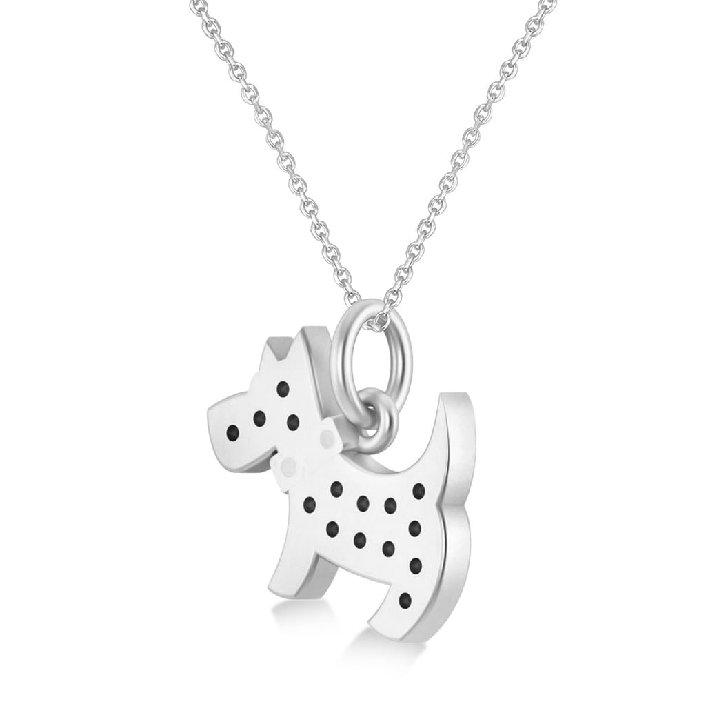 Diamond Puppy Dog Animal Lover Pendant Necklace 14K White Gold (0.30ct)