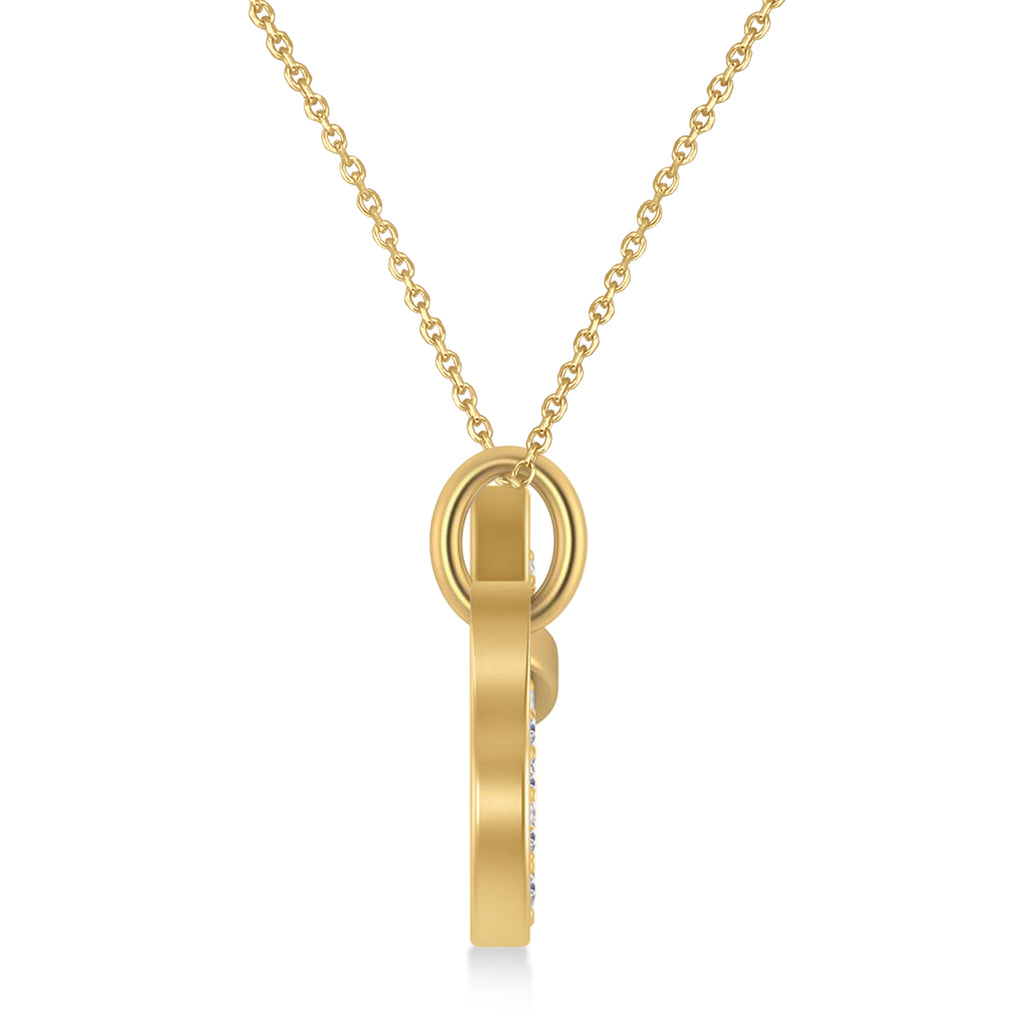 Diamond Puppy Dog Animal Lover Pendant Necklace 14K Yellow Gold (0.30ct)