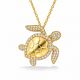 Sea Turtle Pendant Necklace 14K Yellow Gold 0.50ct