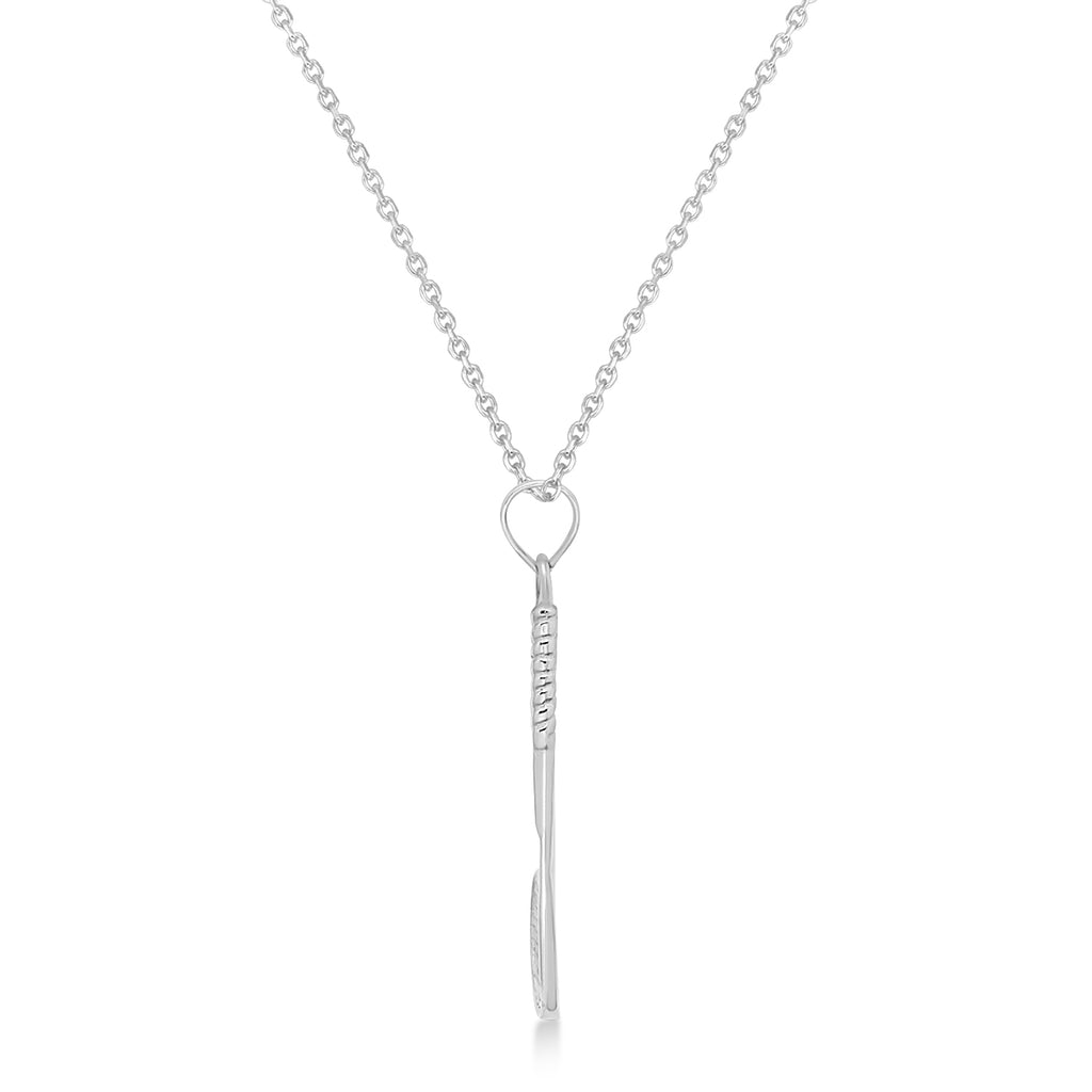 Tennis Racket Pendant Necklace 14K White Gold