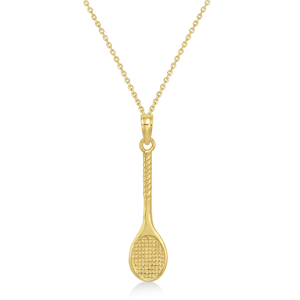 Tennis Racket Pendant Necklace 14K Yellow Gold