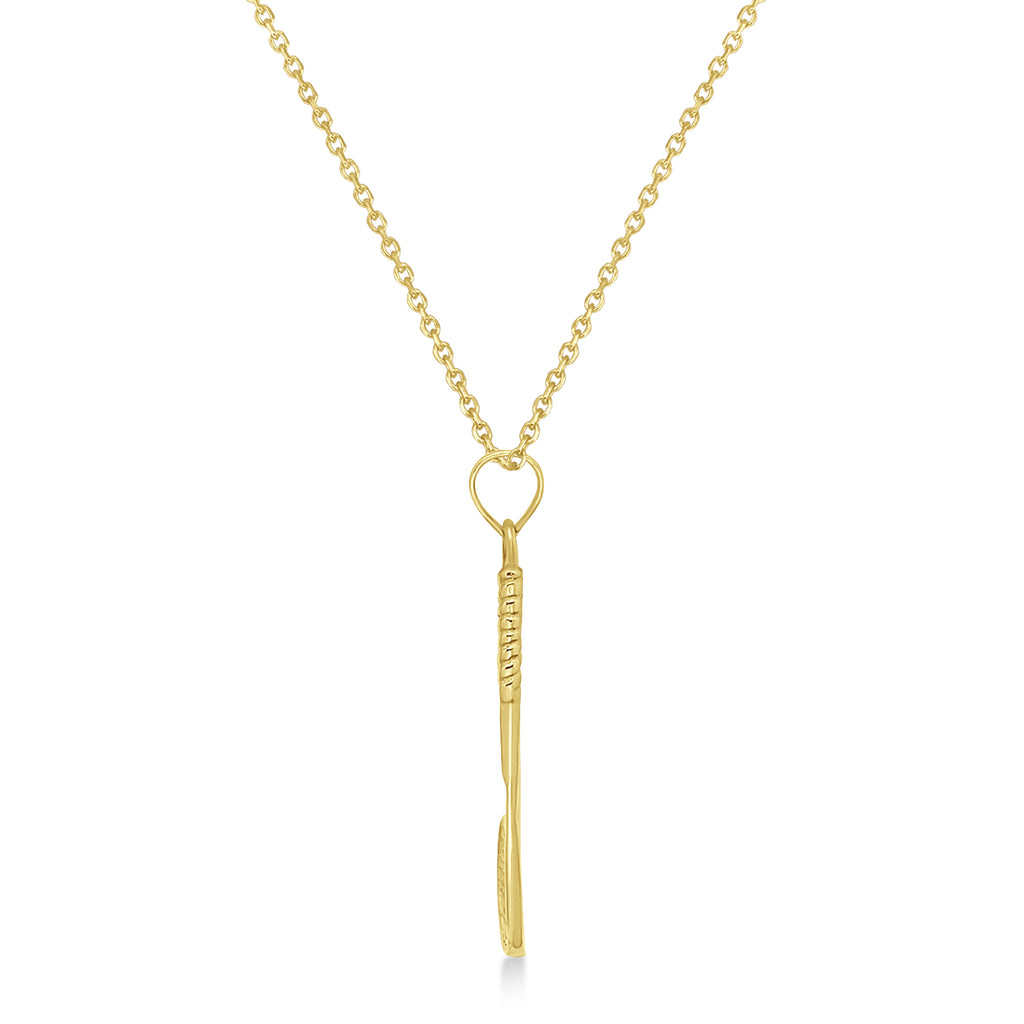 Tennis Racket Pendant Necklace 14K Yellow Gold