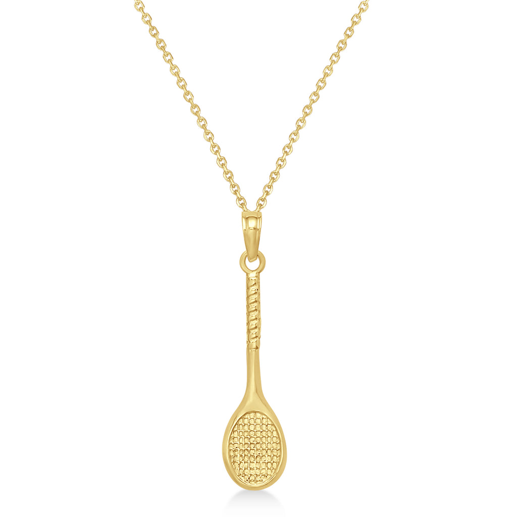 Tennis Racket Pendant Necklace 14K Yellow Gold