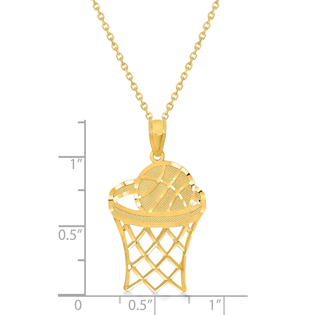 Basketball Charm Men's Pendant Necklace 14K Yellow Gold