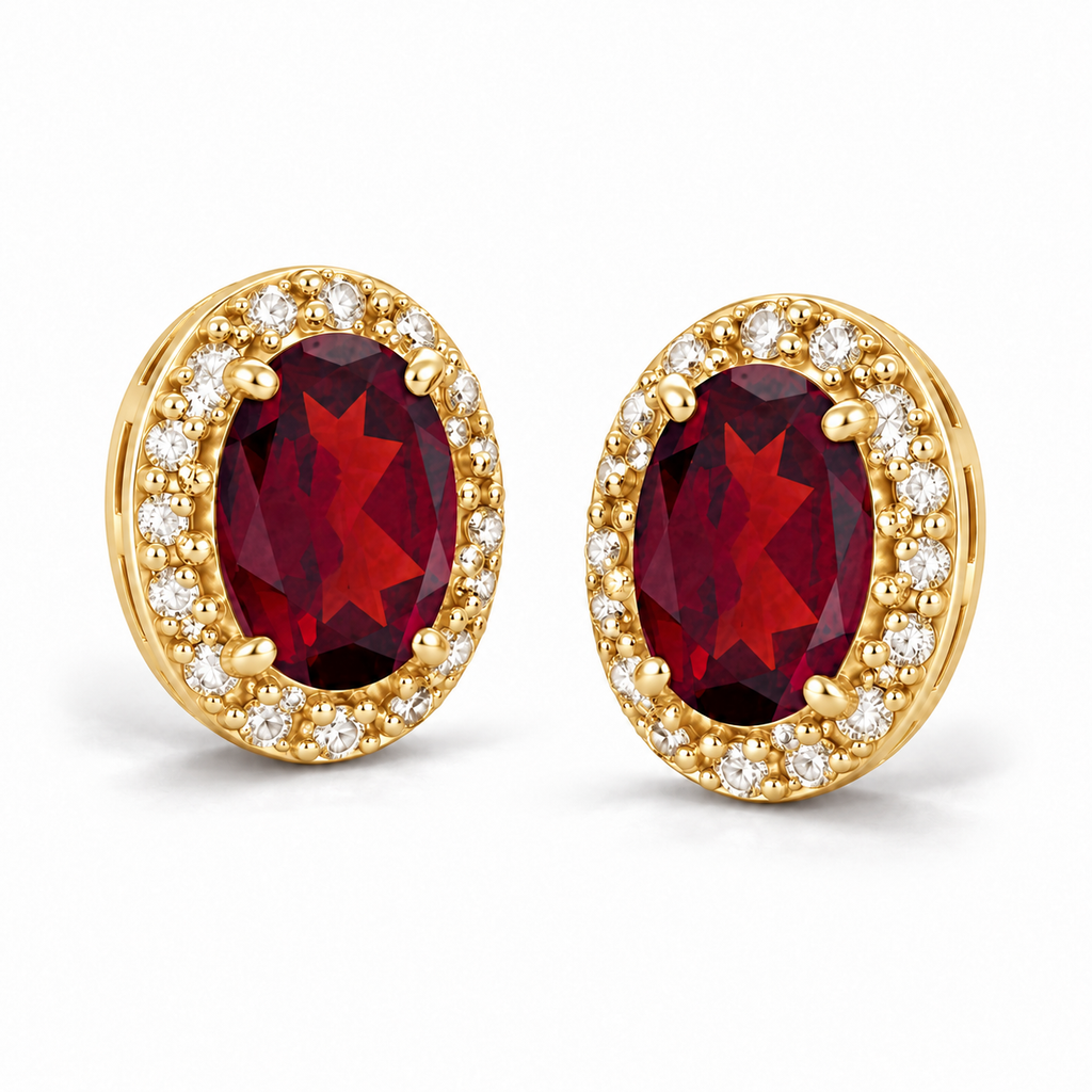Diamond and Ruby Earrings in 14k Yellow Gold 2.34ct
