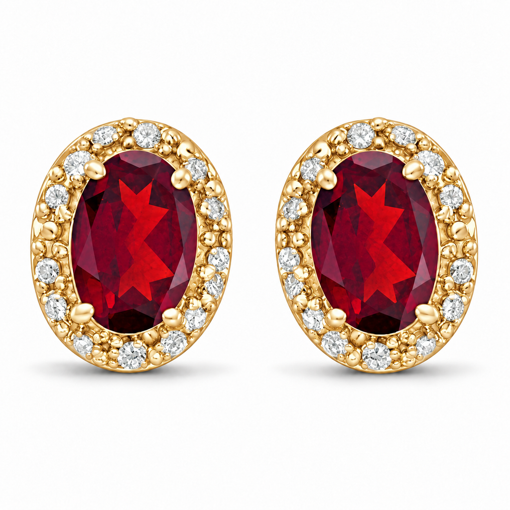 Lab Diamond and Lab-Grown Ruby Earrings in 14k Yellow Gold 2.34ct — additional reference view