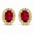 Lab Diamond and Lab-Grown Ruby Earrings in 14k Yellow Gold 2.34ct