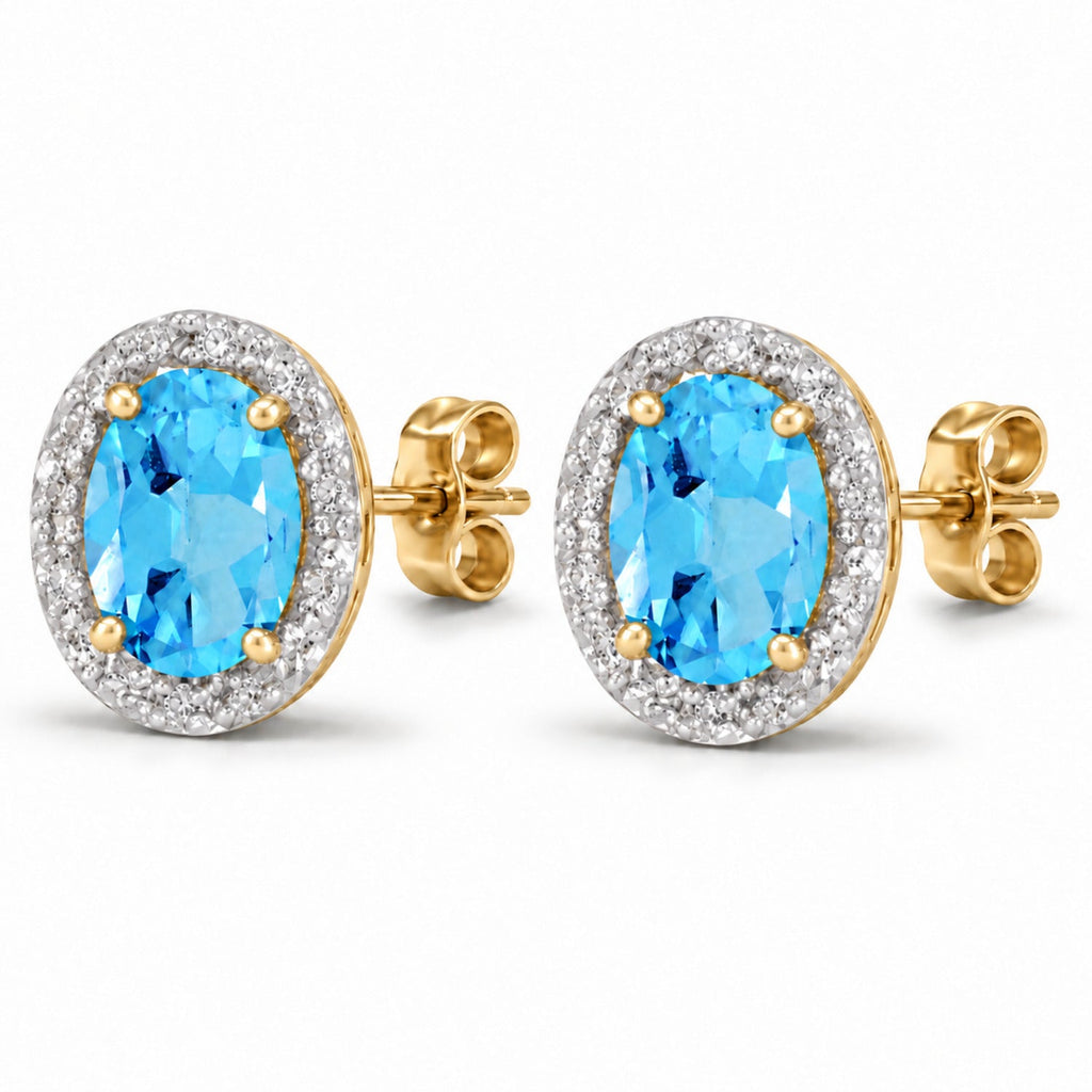 CBE37BLG angled earrings matching original white illusion surround and yellow prongs, with both butterfly backs