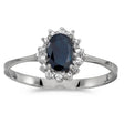 Blue Sapphire & Diamond Lady Diana Ring 14k White Gold (0.60ct)