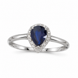 Pear Shape Blue Sapphire and Diamond Cocktail Ring 14k White Gold
