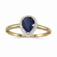 Pear Shape Blue Sapphire and Diamond Cocktail Ring 14k Yellow Gold