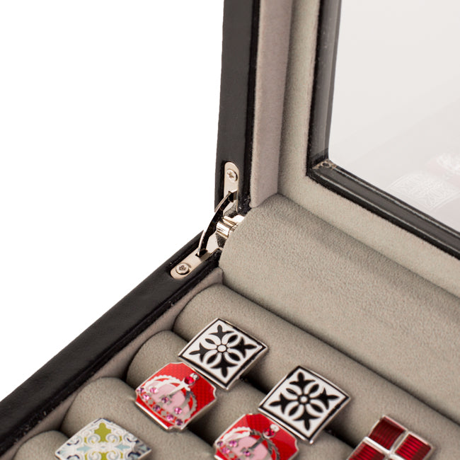 Twenty-pair Cufflinks Box Storage Case Black Leather