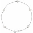 Cultured Freshwater Pearl Station Bracelet 14K White Gold (4mm)