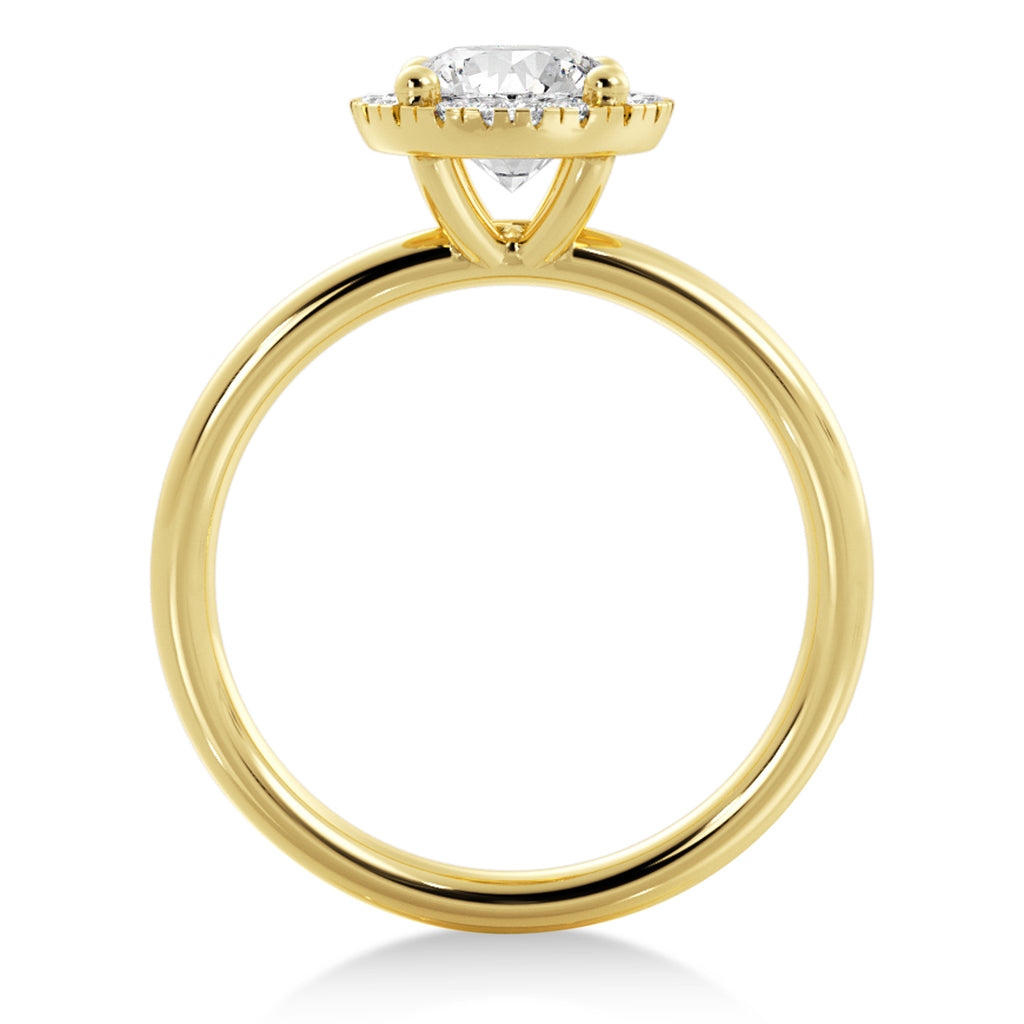 Custom-Made Lab Grown Emerald Halo Engagement Ring 18k Yellow Gold (0.08ct)