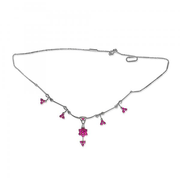 Ruby Chain Necklace in 14k White Gold (2.01ct)