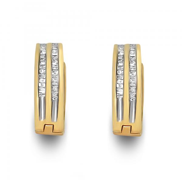 Diamond Accented Huggie Earrings in 14k Yellow Gold (0.30ct)