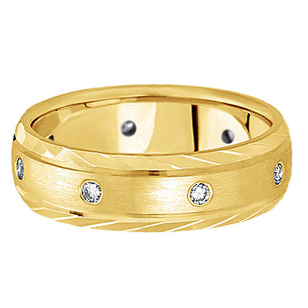 Men's Burnish-Set Diamond Wedding Band in 14k Yellow Gold (0.4 ctw)