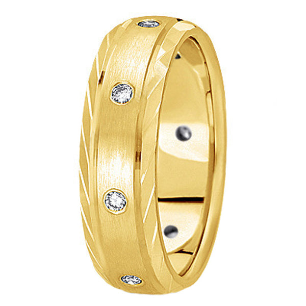 Men's Burnish-Set Diamond Wedding Band in 14k Yellow Gold (0.4 ctw)