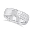 Mens Shooting Star Diamond Wedding Ring Band 14k White Gold (0.15ct)