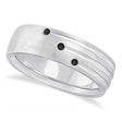 Mens Shooting Star Black Diamond Wedding Ring Band 14k White Gold (0.15ct)