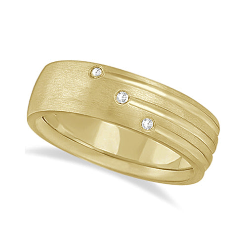 Mens Shooting Star Diamond Wedding Ring Band 14k Yellow Gold (0.15ct)