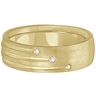 Mens Shooting Star Diamond Wedding Ring Band 14k Yellow Gold (0.15ct)
