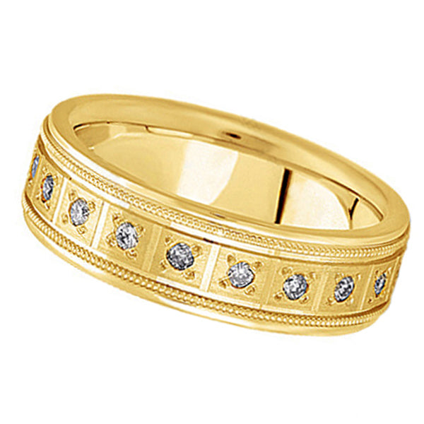Pave-Set Diamond Wedding Band in 14k Yellow Gold for Men (0.40 ctw)