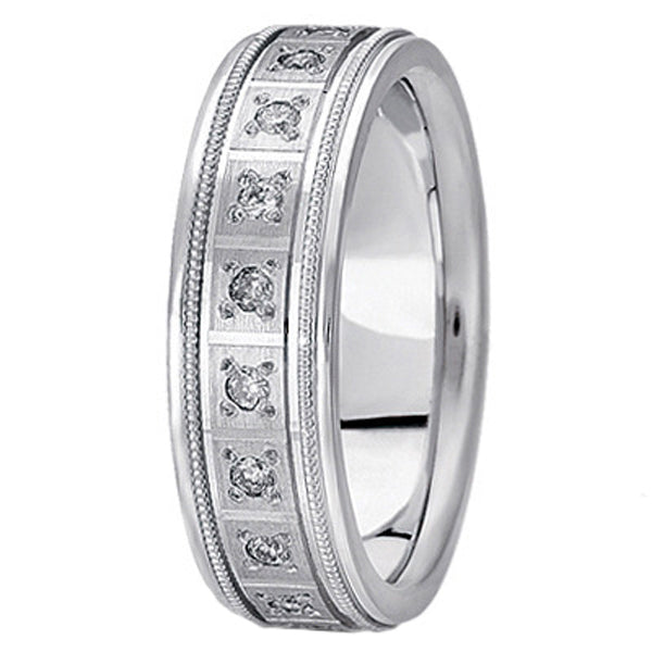 Pave-Set Diamond Wedding Band in Palladium for Men (0.40 ctw)