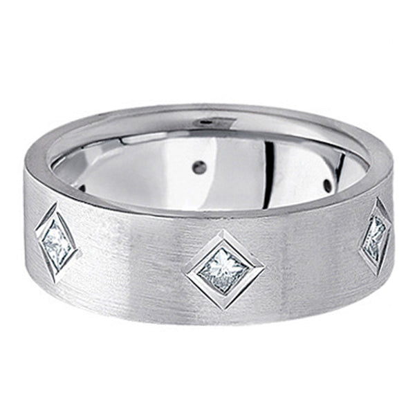 Princess Cut Diamond Wedding Band in 14k White Gold (0.60 ctw)
