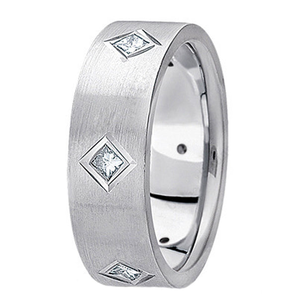 Princess Cut Diamond Wedding Band in 14k White Gold (0.60 ctw)