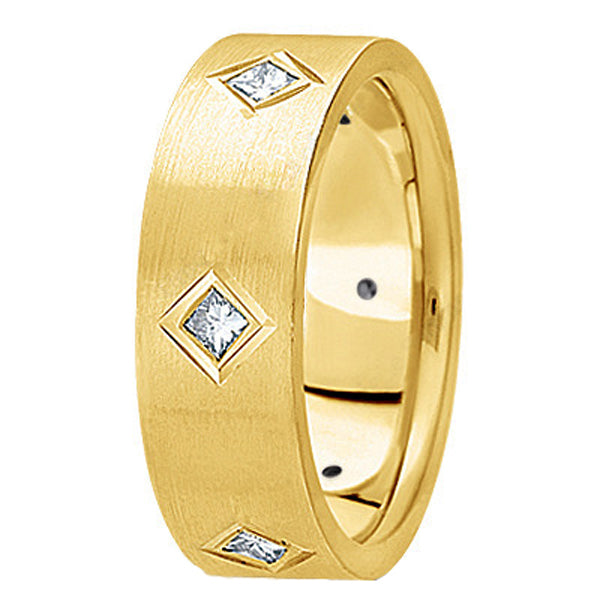 Princess Cut Diamond Wedding Band in 14k Yellow Gold (0.60 ctw)