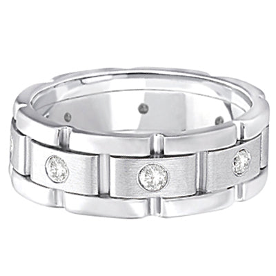 Mens Wide Band Diamond Eternity Wedding Ring 18kt White Gold (0.40ct)