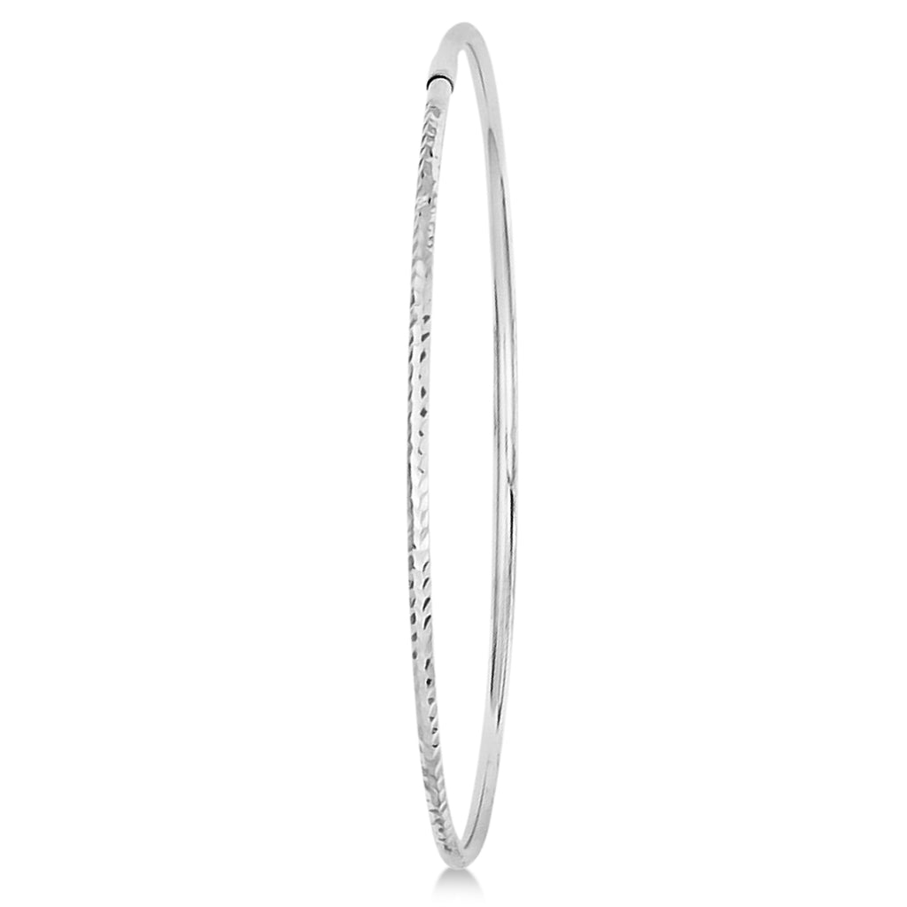 Diamond-Cut Slip On Stackable Bangle Bracelet 14k White Gold