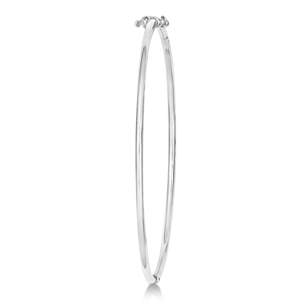 Hinged Stackable Bangle Bracelet Plain Metal 14k White Gold