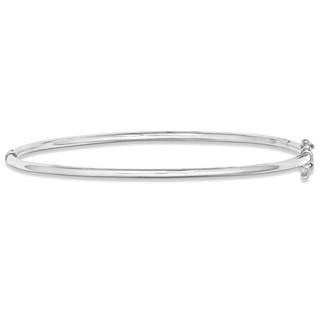 Hinged Stackable Bangle Bracelet Plain Metal 14k White Gold