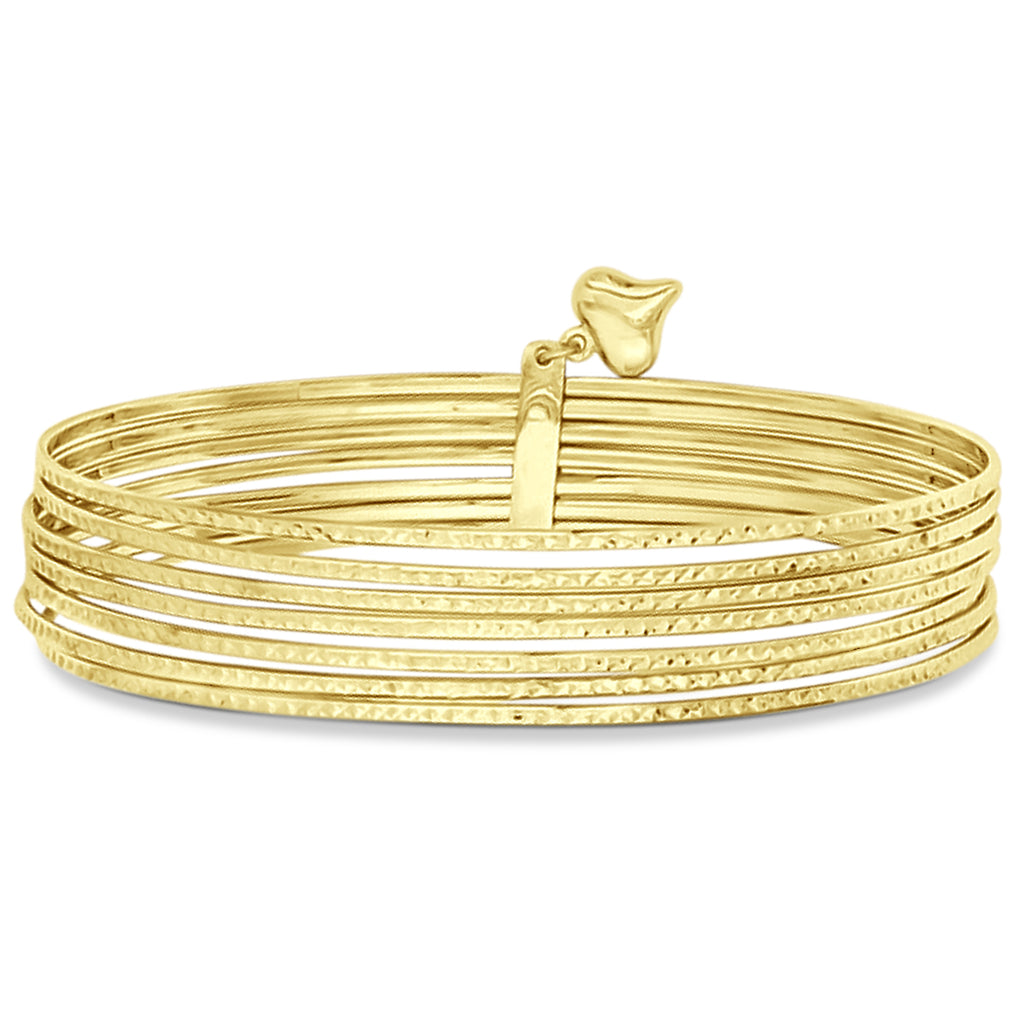 Diamond-Cut Slip-On Seven Bangle Bracelets 14k Yellow Gold