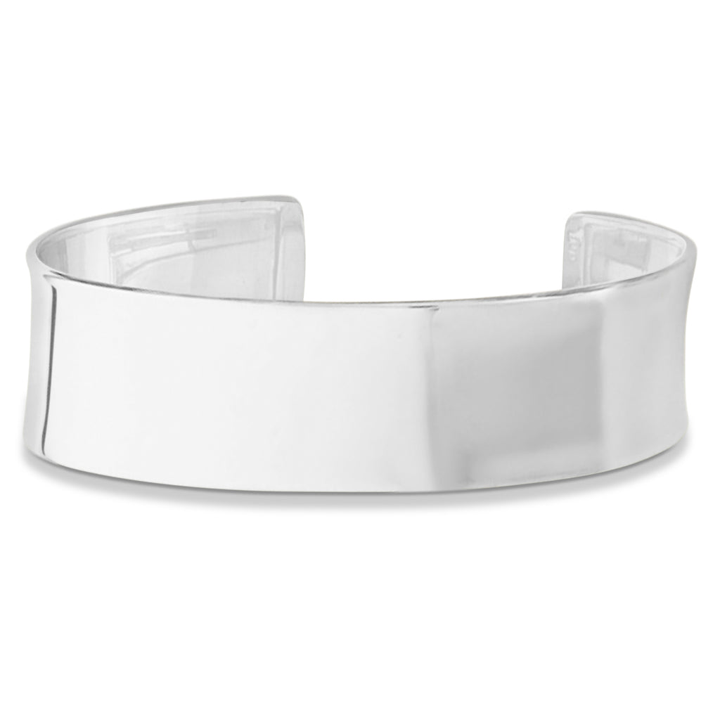 High Polish Cuff Bangle Bracelet 14k White Gold 19mm