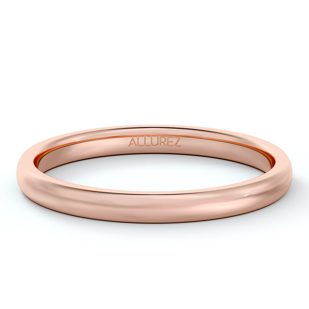 Dome Comfort Fit Wedding Ring Band 14k Rose Gold (2mm)