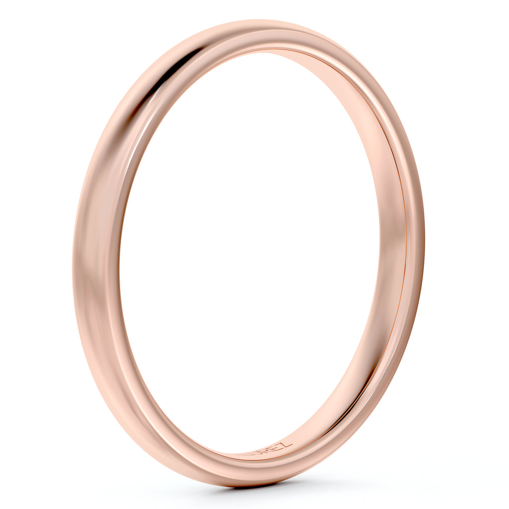 Dome Comfort Fit Wedding Ring Band 14k Rose Gold (2mm)
