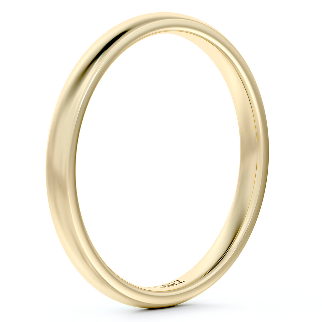 Dome Comfort Fit Wedding Ring Band 14k Yellow Gold (2mm)